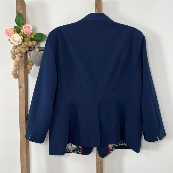 Cynthia Rowley Blue Blazer Crop 3/4 Sleeve Size X Large - Picture 5 of 9
